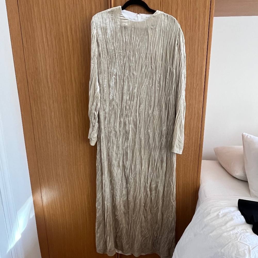 Co ivory crinkle velvet maxi dress